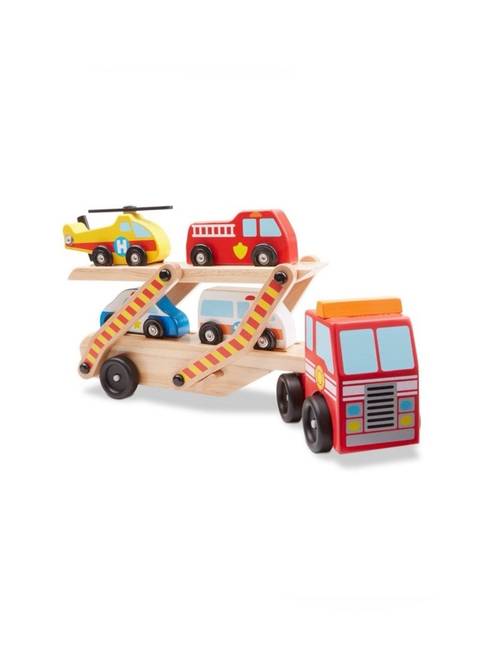🚒 Melissa & Doug Wooden Emergency Vehicle Carrier 🚁